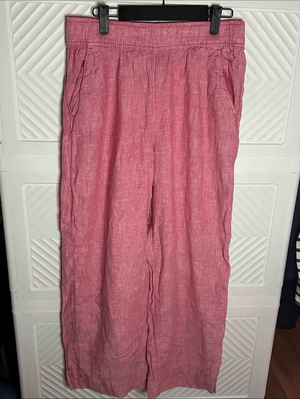 Tahari Pink Linen Wide-Leg Pants